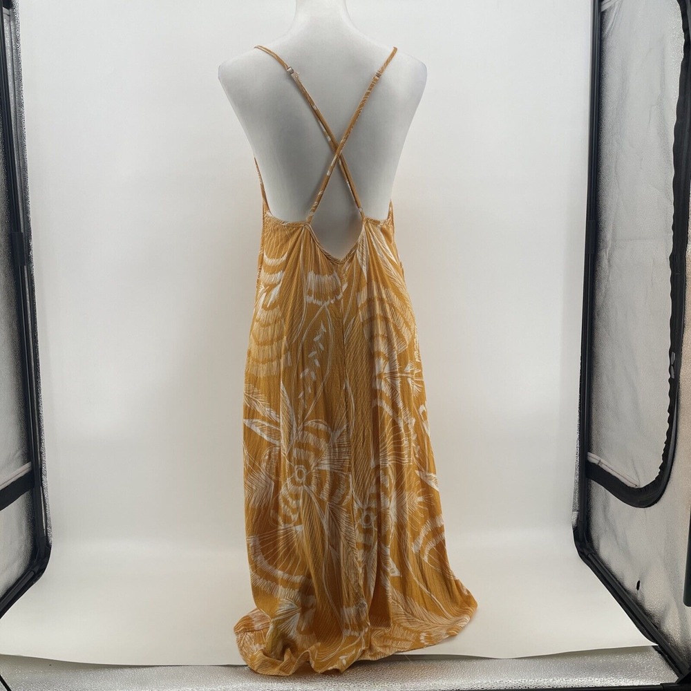 Cupshe Midi Slip Dress Women's Medium‎ Yellow Floral Tropical Resortwear Beachy - Picture 4 of 10
